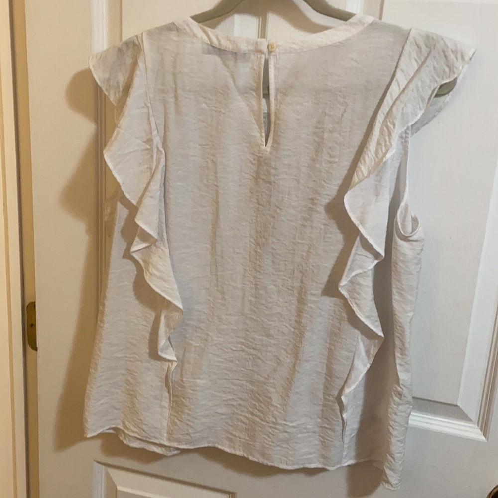 Loft White Ruffled Blouse - Picture 4 of 4